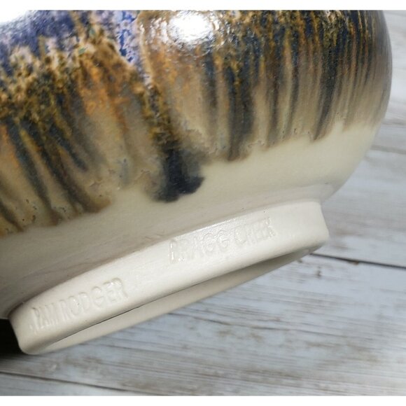 Pamela Rodger Planter Teal Blue Porcelain Bragg Creek AB 4.5" Canadian Pottery - Picture 9 of 10